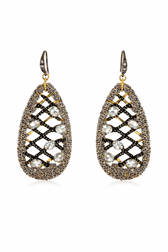 Celeste Lattice Crystal Teardrop Earrings
