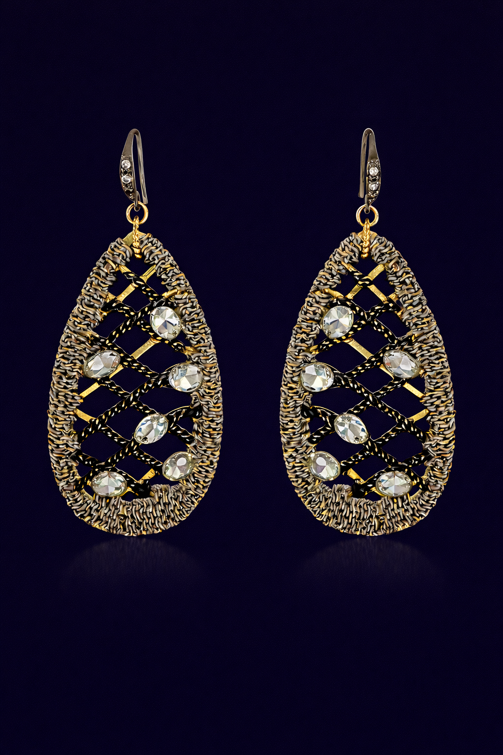 Celeste Lattice Crystal Teardrop Earrings