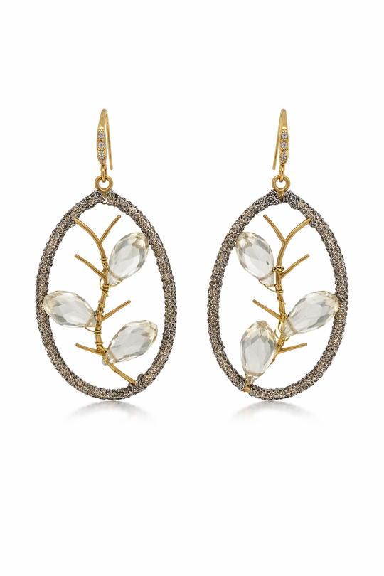 Lumière Crystal Branch Oval Earrings