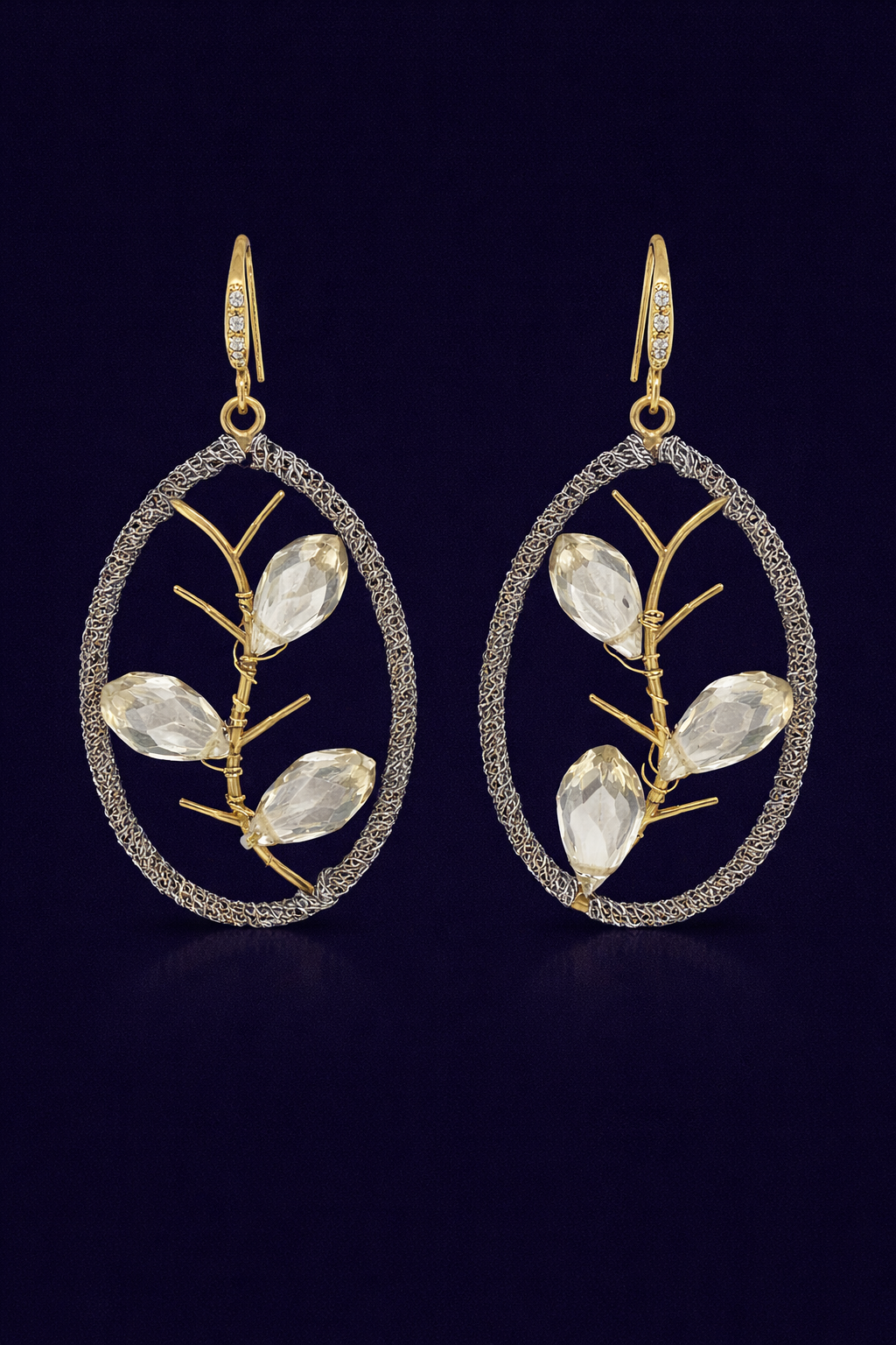 Lumière Crystal Branch Oval Earrings