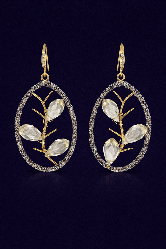 Lumière Crystal Branch Oval Earrings