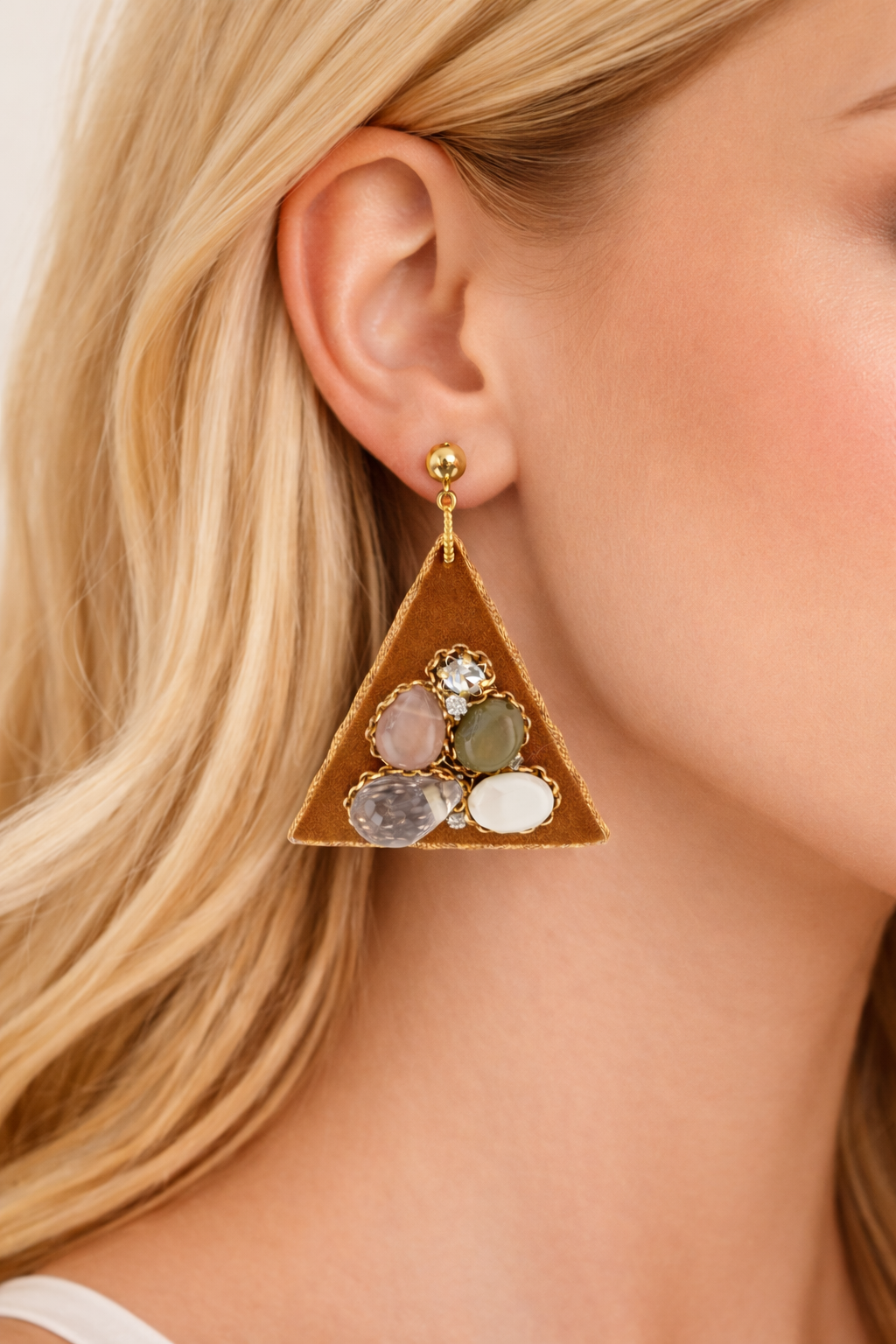 Terra Gem Triangle Drop Earrings