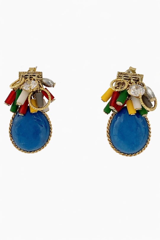 Azure Carnival Agate Drop Earrings