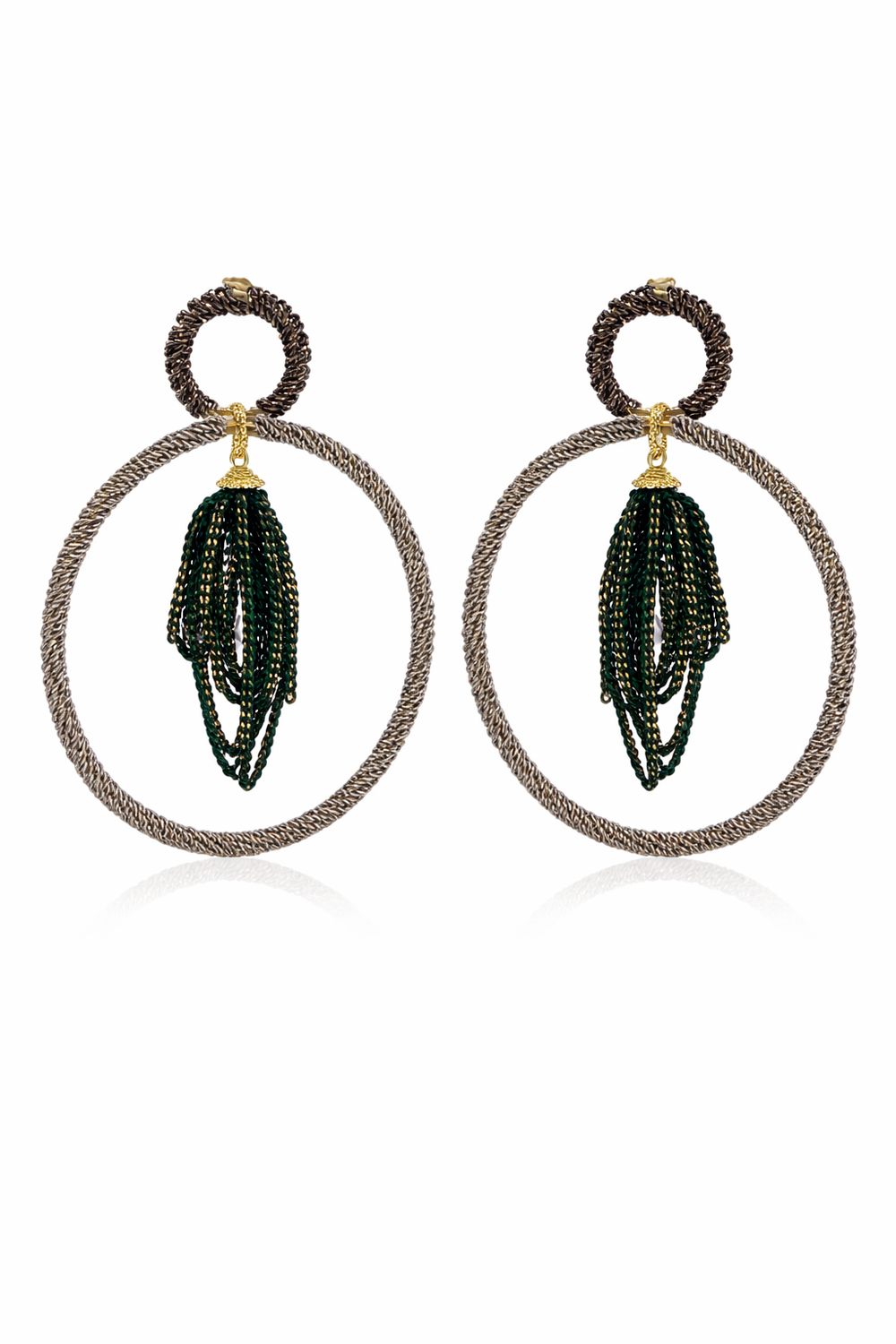 Aurora Crystal Tassel Double Hoop Earrings