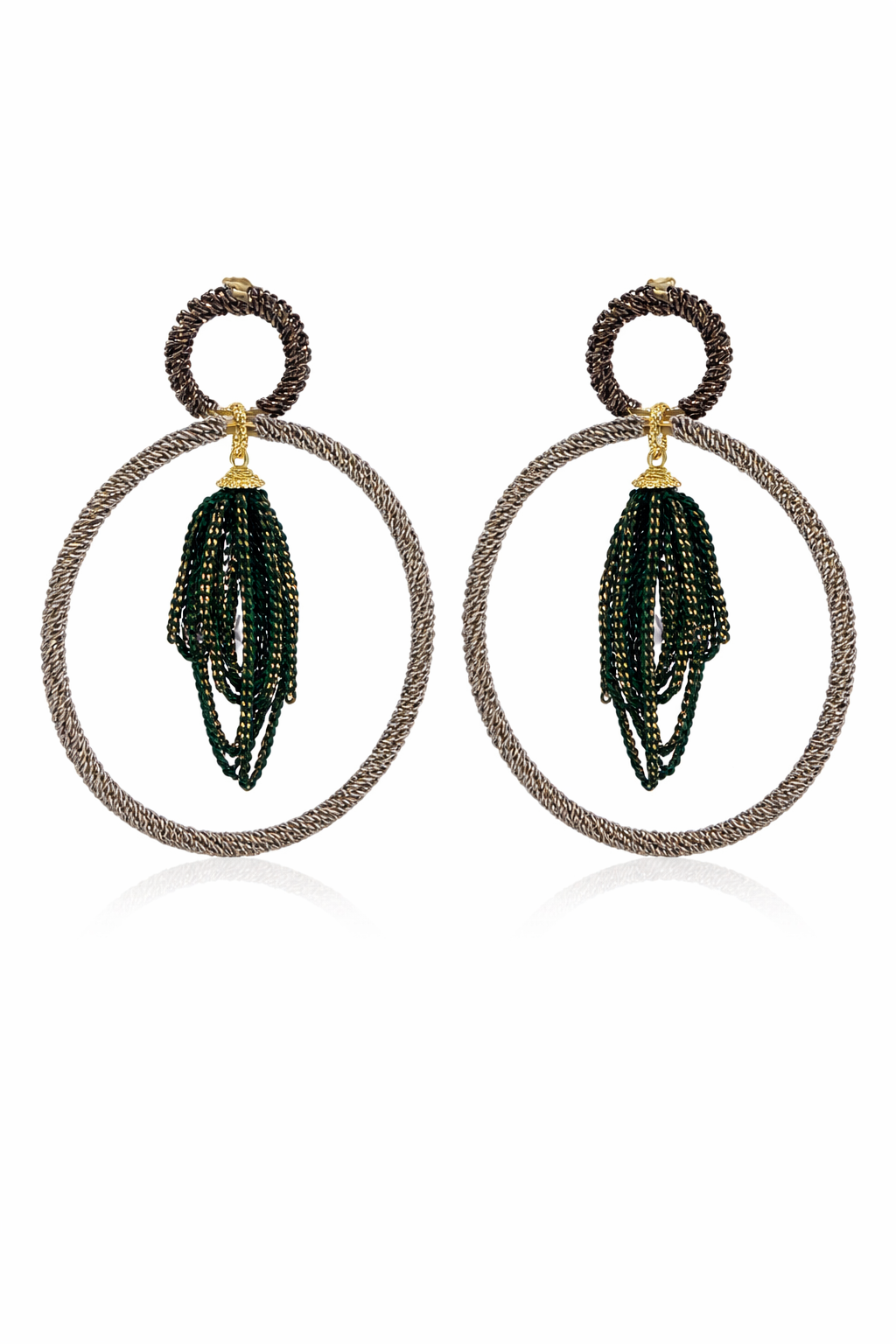 Aurora Crystal Tassel Double Hoop Earrings