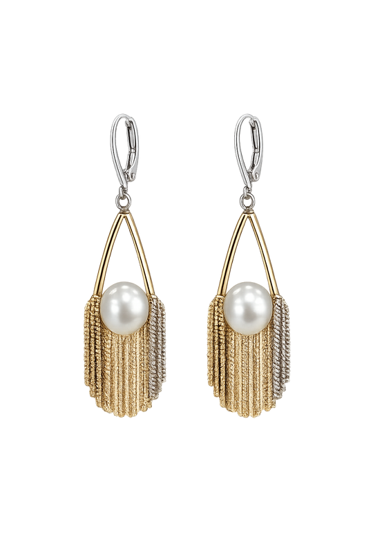Aurora Pearl Fringe Hoop Earrings