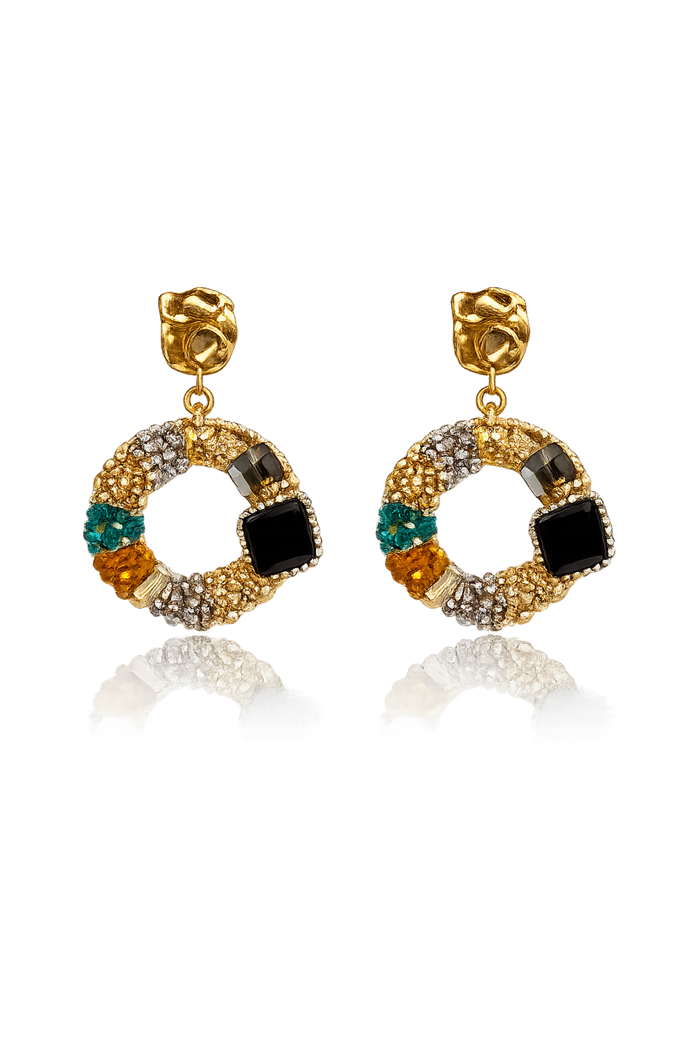 Noir Mosaic Woven Hoop Earrings