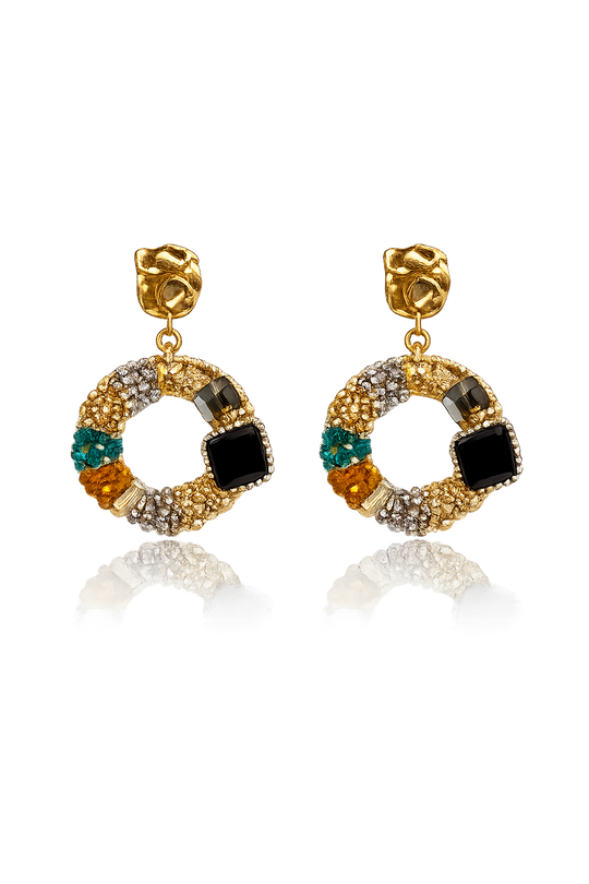 Noir Mosaic Woven Hoop Earrings