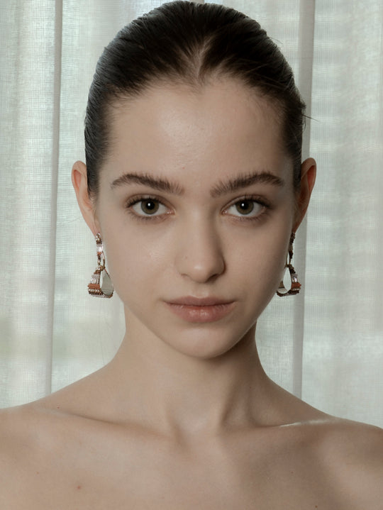 Swarovski Crystal Cascade Triangle Earrings Silver post