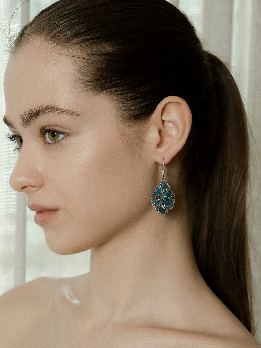 Ocean Veil Natural Blue Quartz Earrings