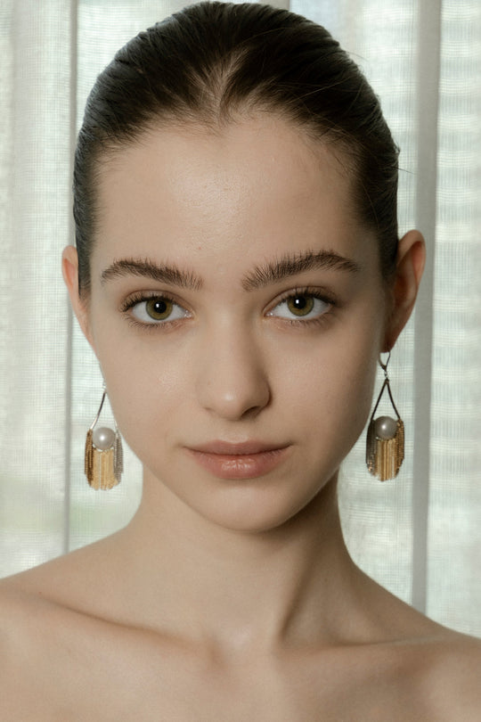 Aurora Pearl Fringe Hoop Earrings