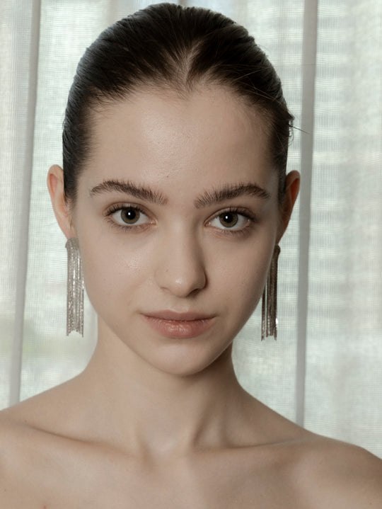 Streamline Shine Tassel Earrings 2 Colors Gold Silver