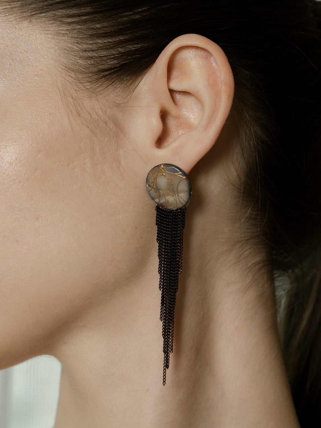 Midnight Veil Tassel Earrings