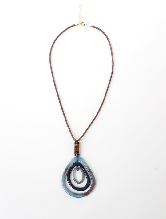 Layered Teardrop Acrylic Pendant Necklace 2 Colors