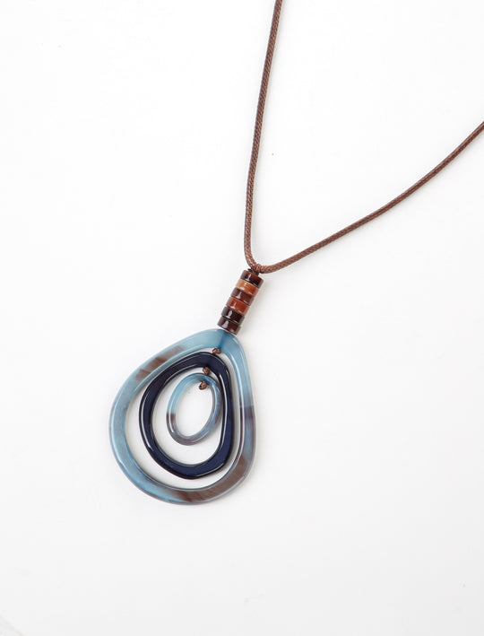 Layered Teardrop Acrylic Pendant Necklace 2 Colors